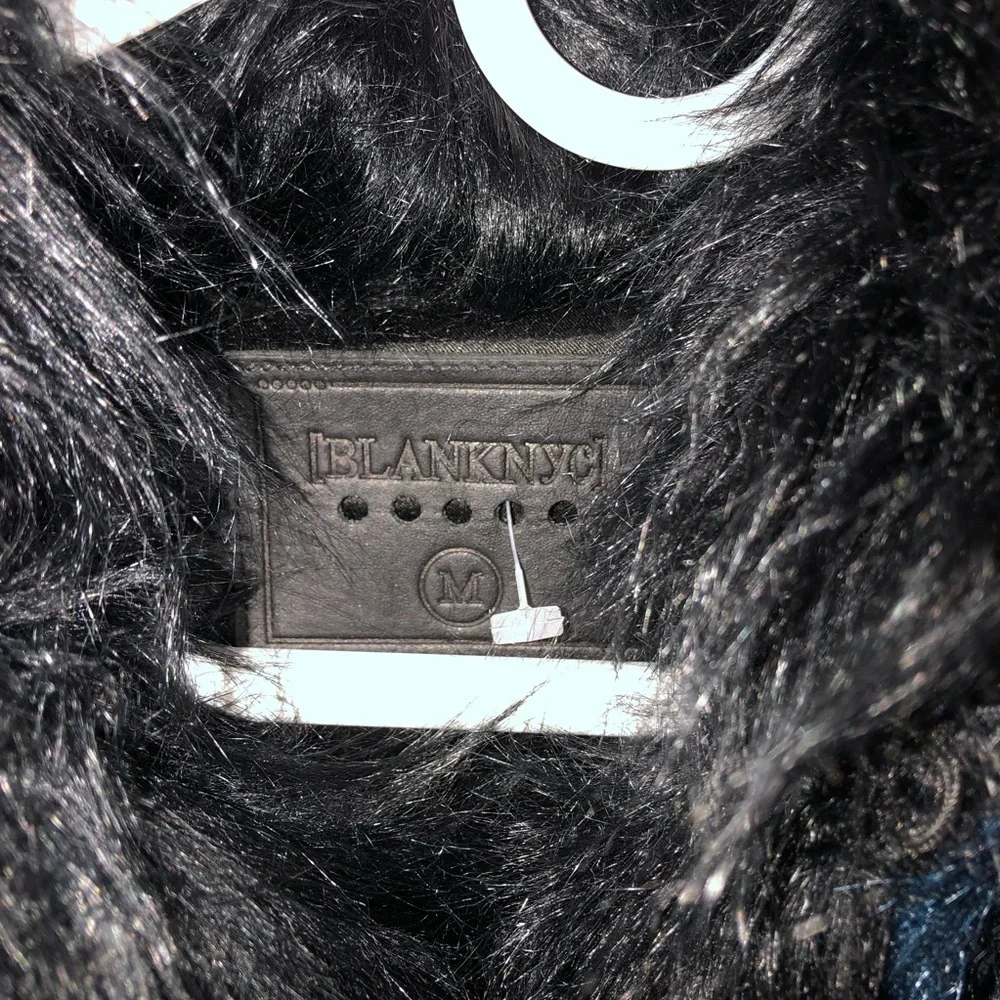 Blank NYC Black and Navy Faux Fur Vest - Picture 4 of 5